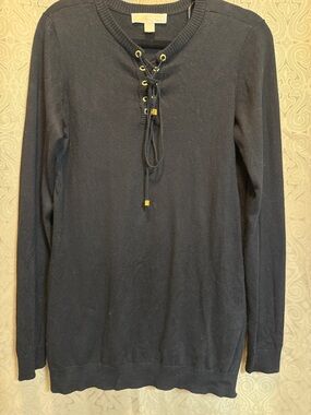 Michael Kors Black Lace-Up Pullover Sweater